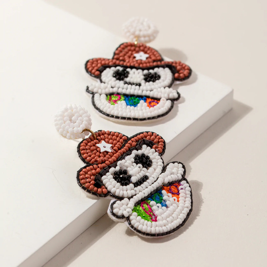 Halloween Cowboy Ghost Beaded Earrings