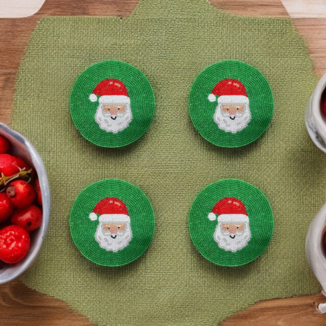 Christmas Beaded tea Coaster Set of 4