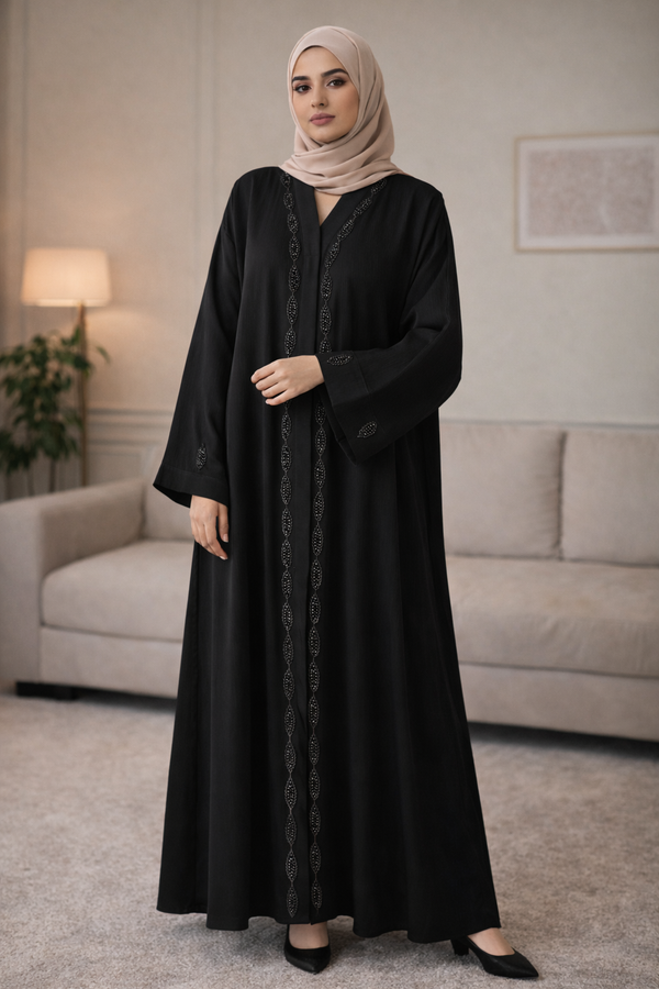 Premium Dubai Style Front Open Handwork Abaya