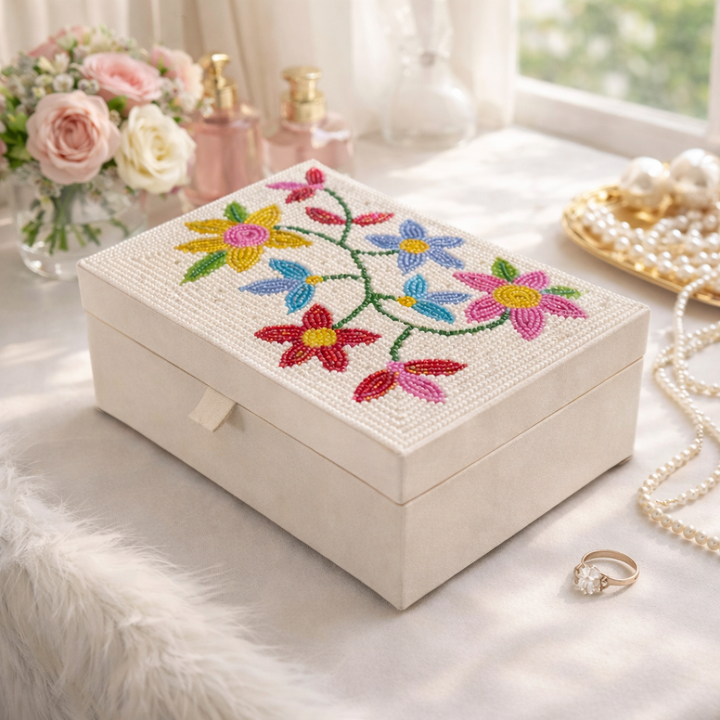 Luxury Handmade Beaded Jewelry Storage Box for Women