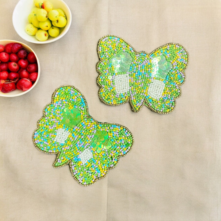 Luxury Handmade Butterfly Beaded Tea Coasters | Premium Home Accessories
