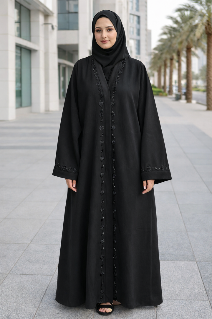 Luxury Bridal Front Open Abaya with Heavy Zardosi Handwork