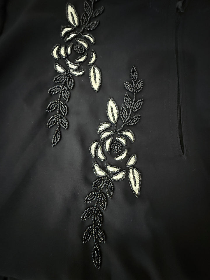 Graceful Abaya Burqa with Pleated Design & Intricate Handwork