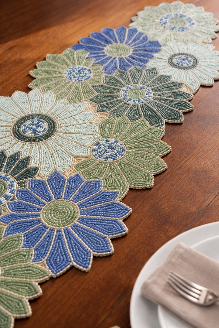 Elegant Sunflower Beaded Runner