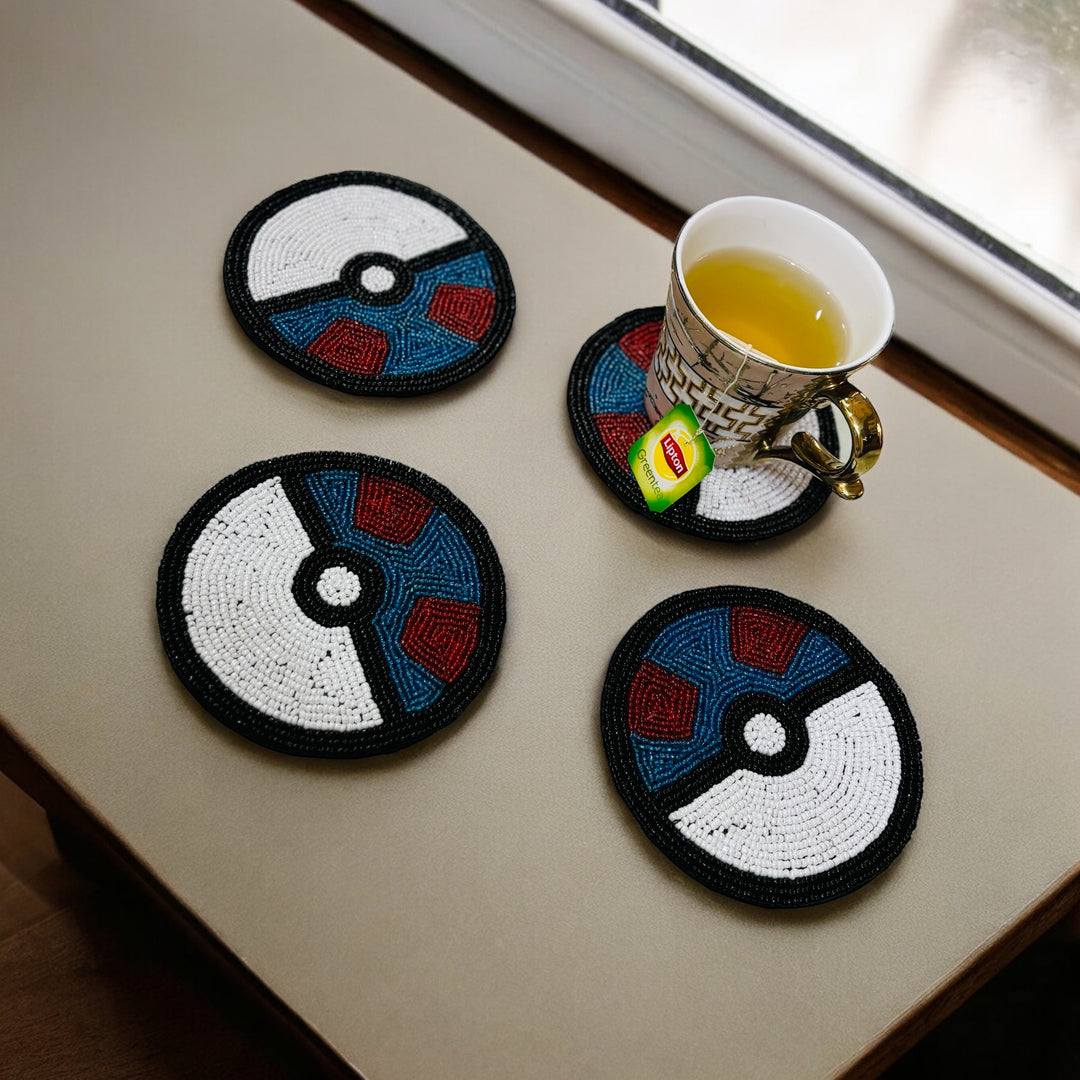 Pokemon Beaded Coaster Size:-4 Inches Set of 4