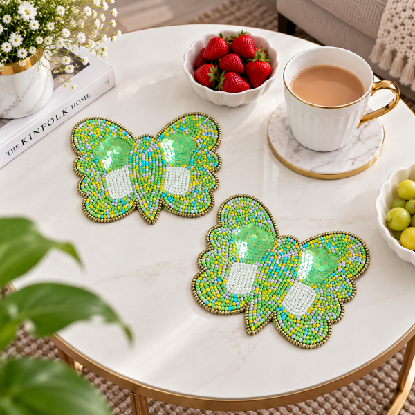 Butterfly Beaded Coaster Set of 2