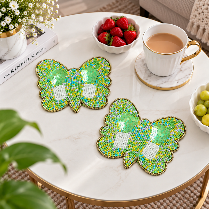 Butterfly Beaded Coaster Set of 2