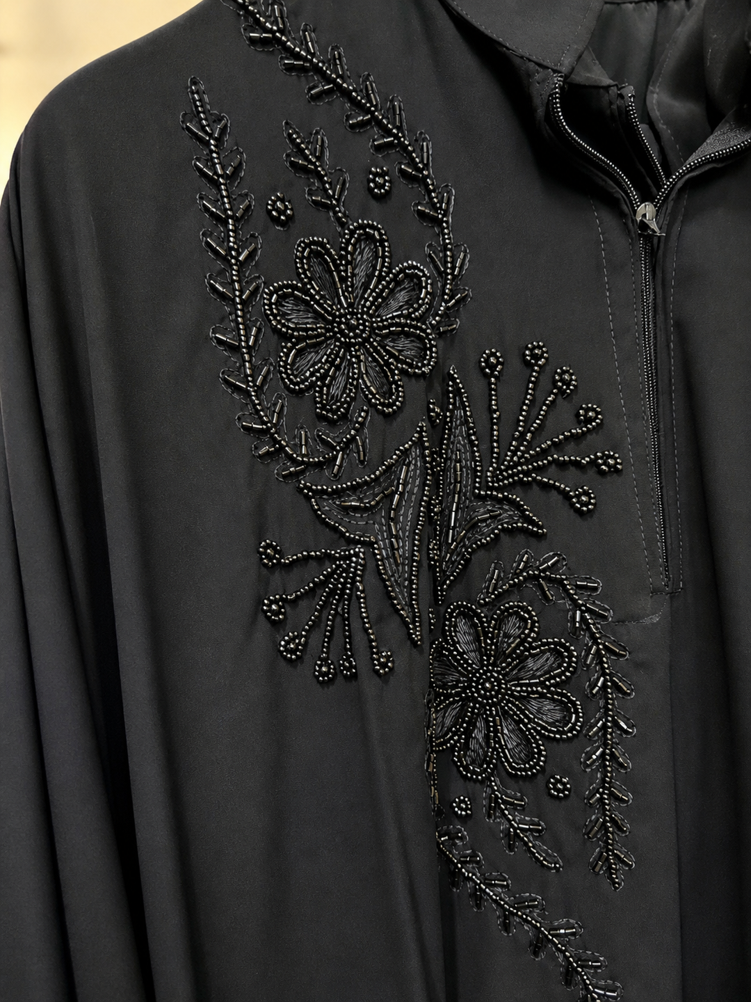 Premium Black Handwork Kaftan Abaya for Women | Firdos Fabric Loose Fit Modest Wear | Elegant Tone-on-Tone Embroidery Kaftan (Without Dupatta)