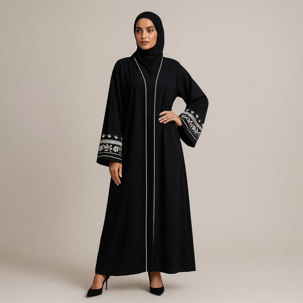 Designer Abaya with Handcrafted Sleeve Work