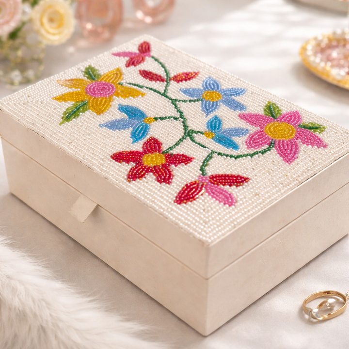 Luxury Handmade Beaded Jewelry Storage Box for Women