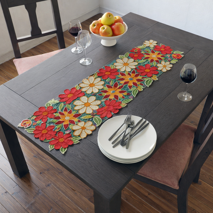 Artisan Gold Ivory Flower Runner