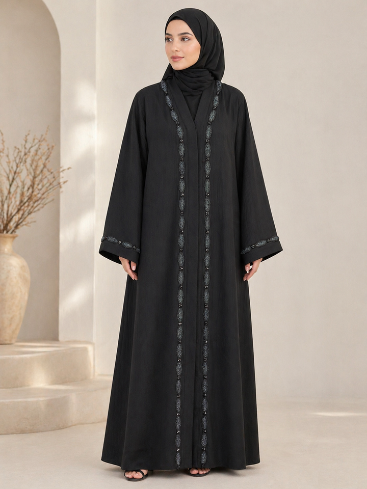 Premium Gray Beadwork Abaya