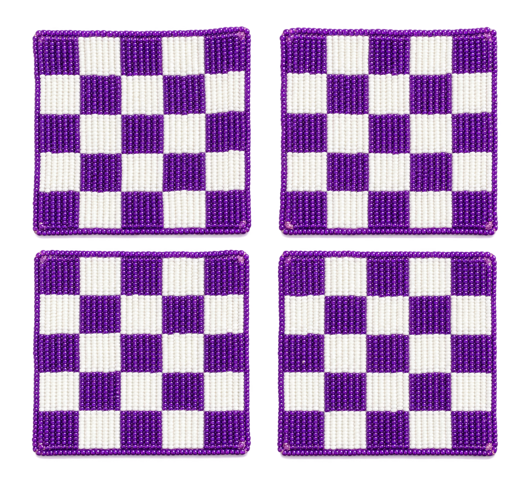 checkerboard Beaded Coaster Set of 4