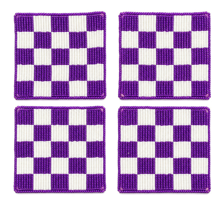 checkerboard Beaded Coaster Set of 4