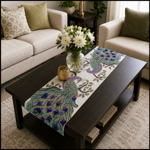 Handcrafted Peacock Table Runner