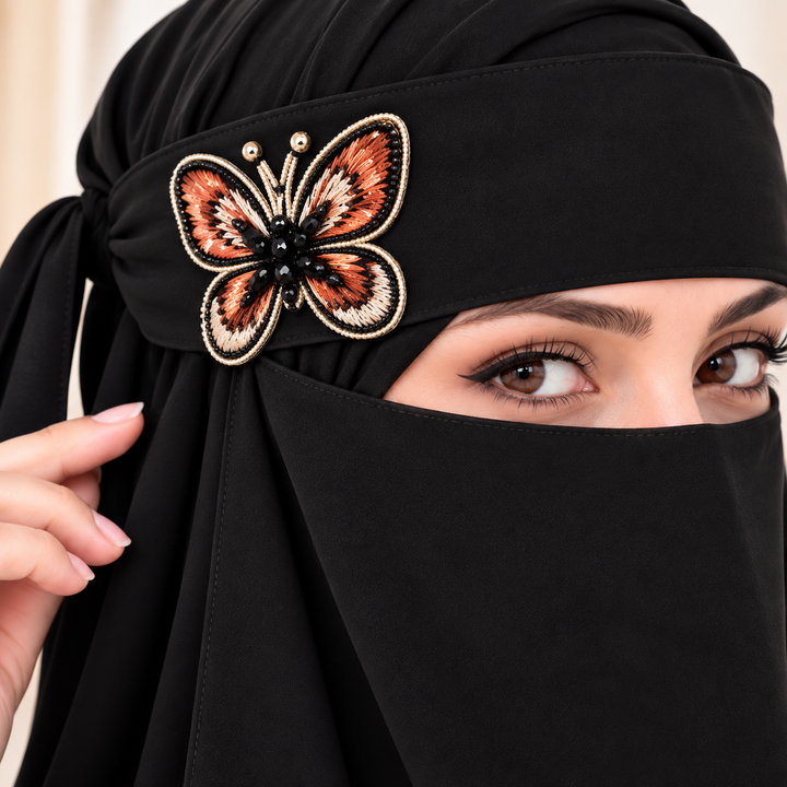 Women’s Handwork Naqab Set of 2 | Premium Embroidered Islamic Face Veil