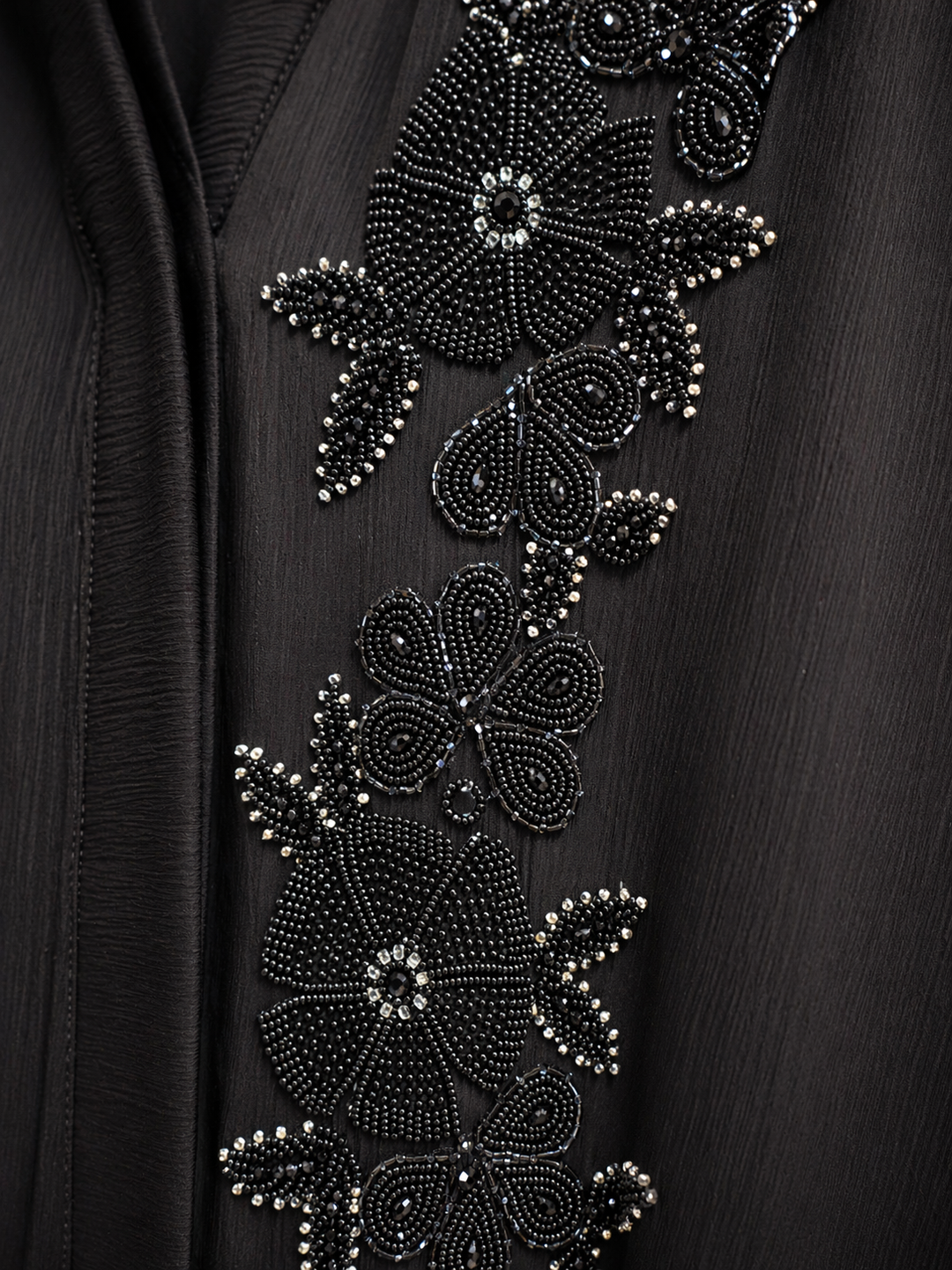 Luxury Black Side Panel Embroidered Abaya (Without Dupatta) | Handcrafted Beaded Designer Abaya for Women | Premium Modest Wear