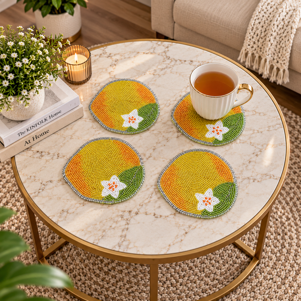 Lemon Beaded Coaster Set of 4