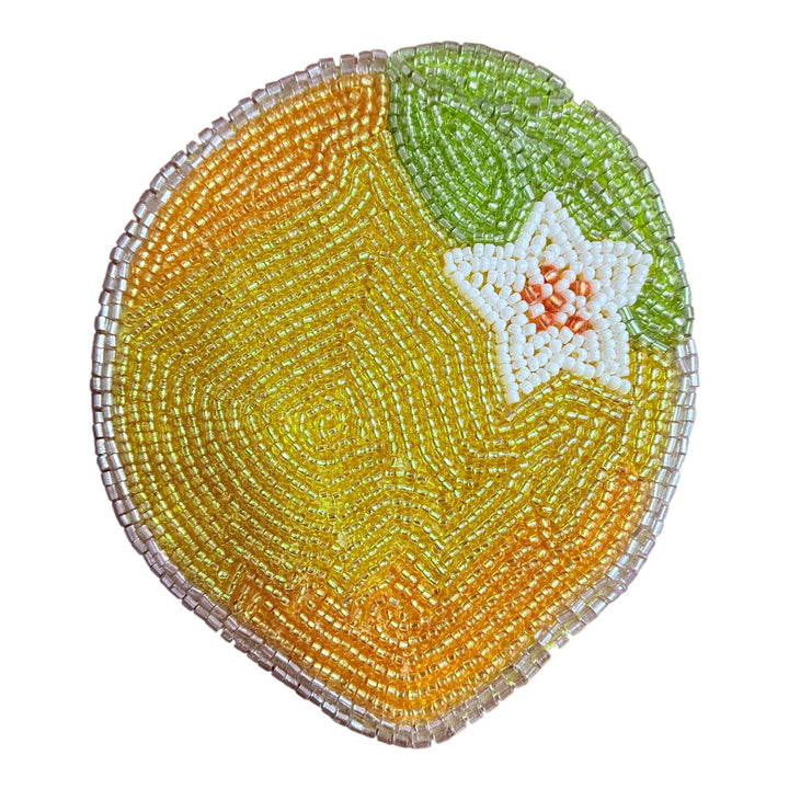 Handmade Beaded Lemon Shape Coaster Premium Glass Beads Decorative Tea & Coffee Coasters for Table Décor