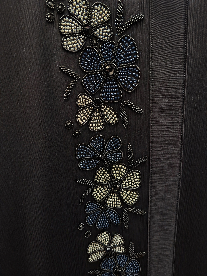 Luxury Black Floral Embroidered Abaya (Without Dupatta) | Hand Beaded Designer Abaya for Women | Elegant Modest Wear