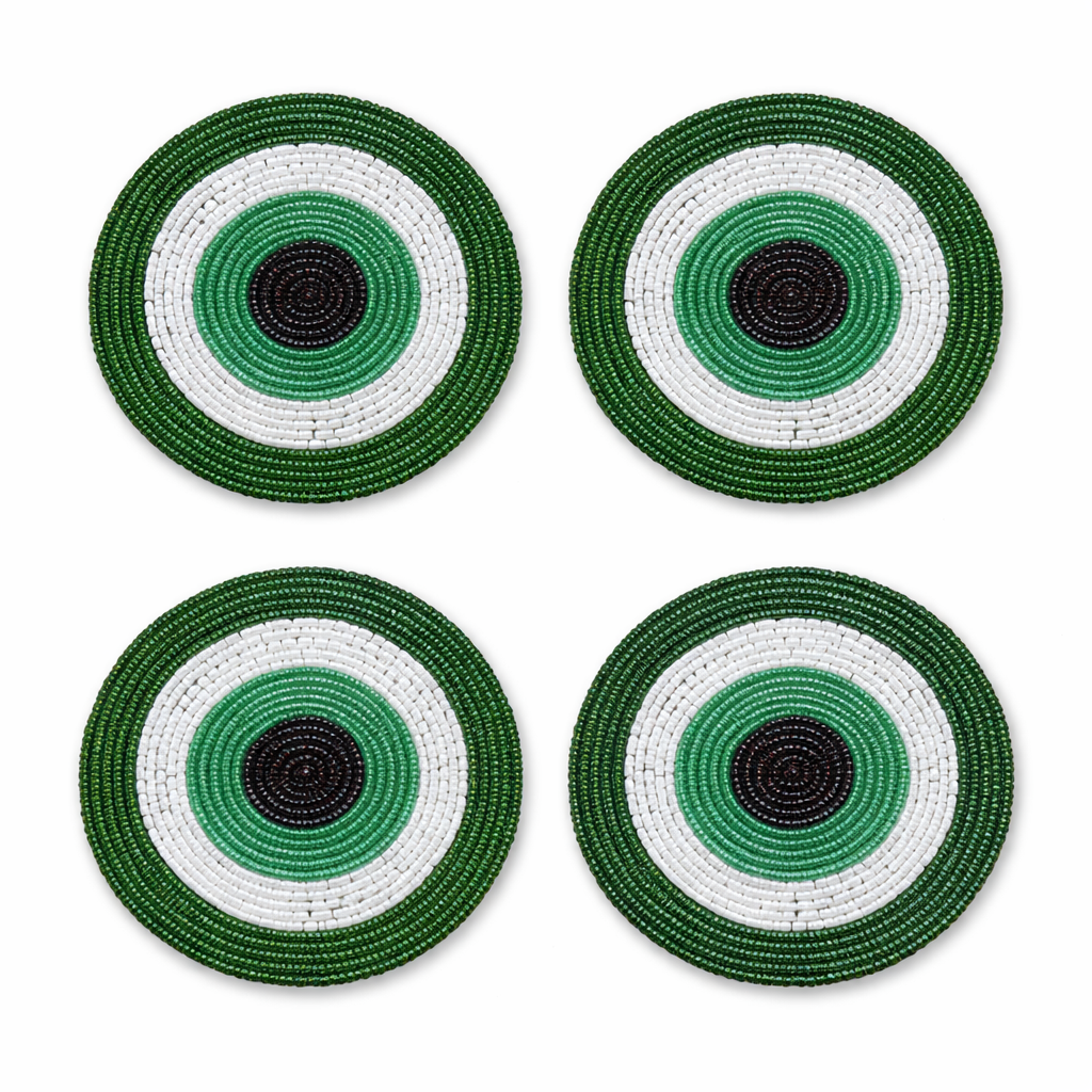Evil Eye Beaded Coaster Set of 4 – Handmade Protection Decor | RTFACTS