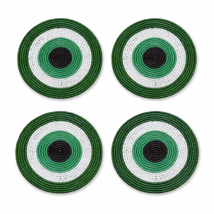 Evil Eye Beaded Coaster Set of 4 – Handmade Protection Decor | RTFACTS