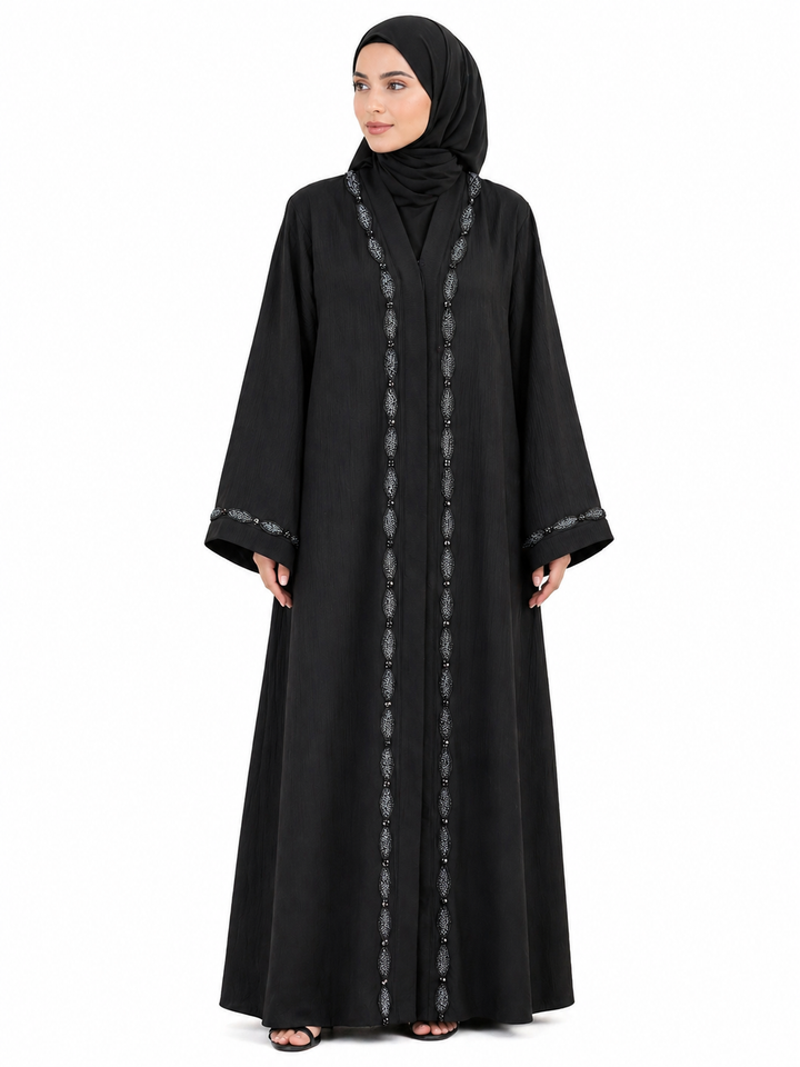 Premium Gray Beadwork Abaya