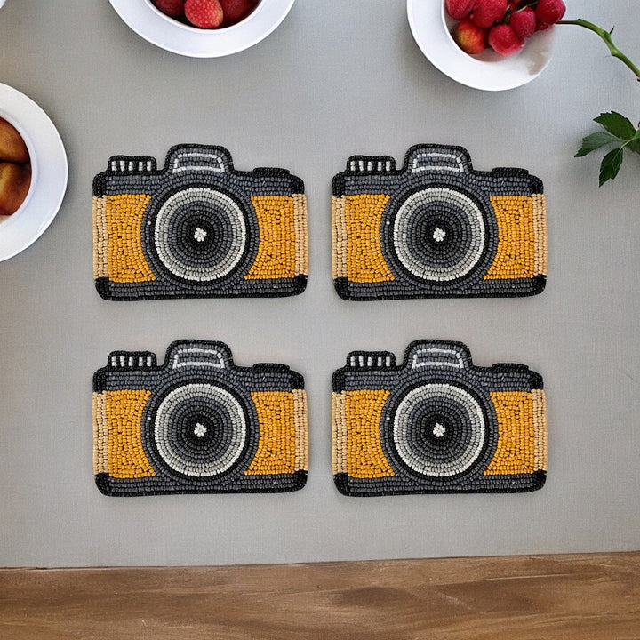 Camera Beaded Coaster 3x6 Inches Set Of 4