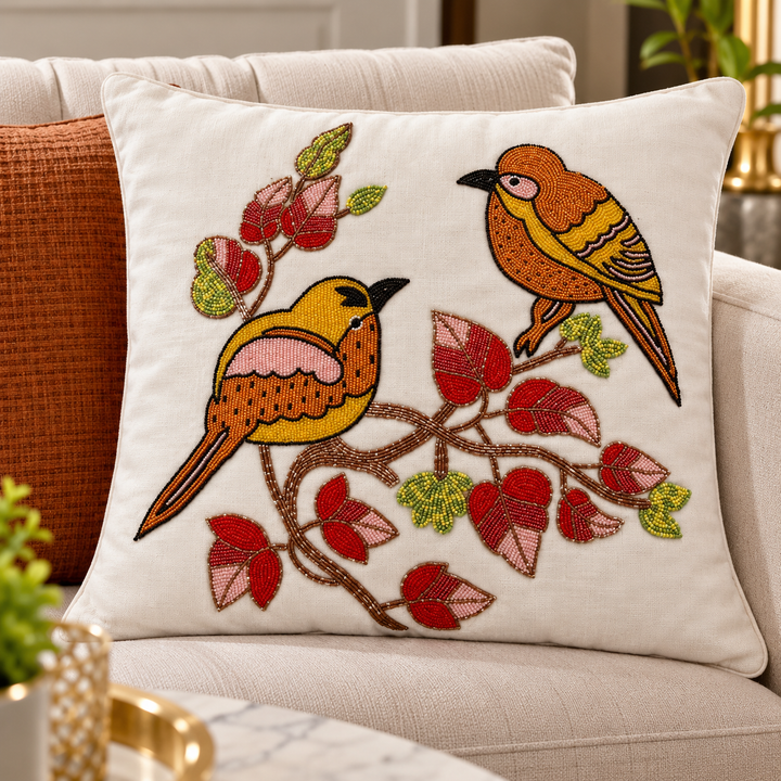 Luxury Bird Design Cushion Cover