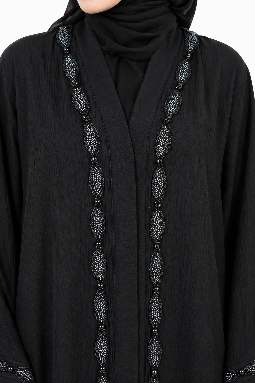 Premium Gray Beadwork Abaya