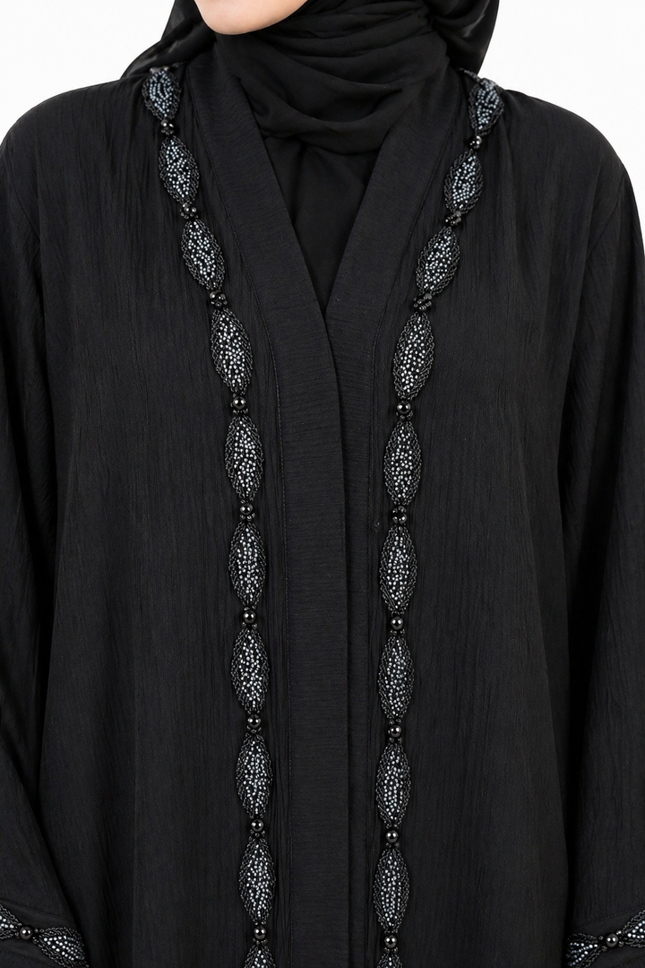 Premium Gray Beadwork Abaya