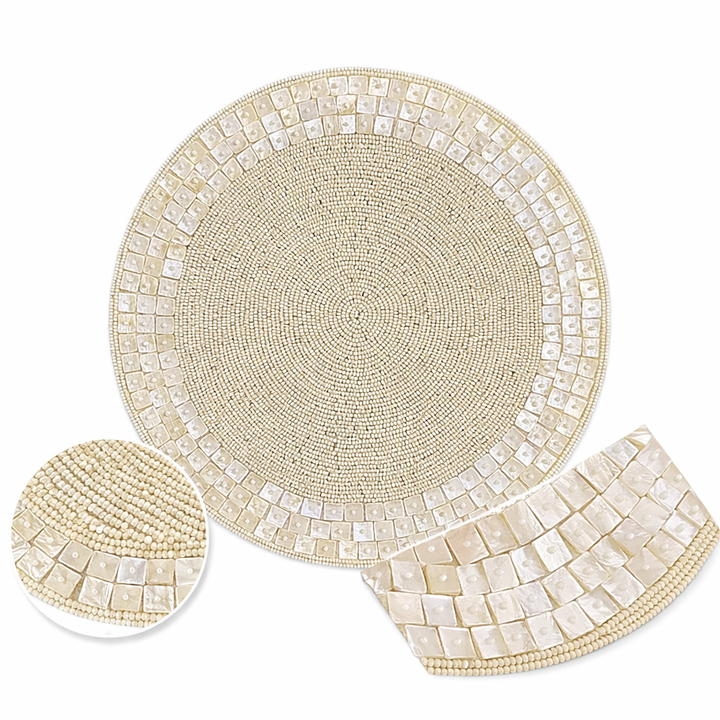 Shell Beaded Placemat – Handmade 13” Table Decor
