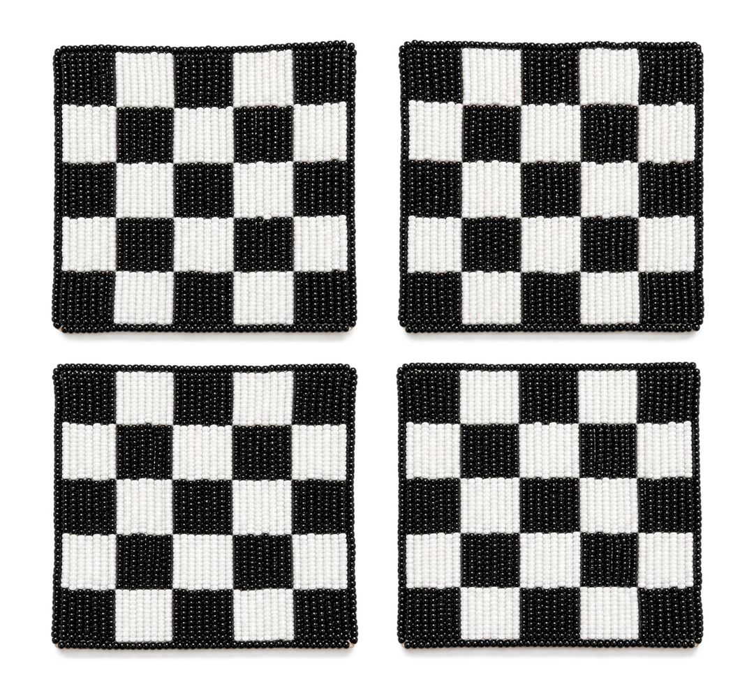 checkerboard Beaded Coaster Set of 4