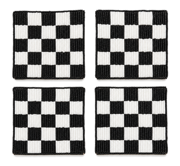 checkerboard Beaded Coaster Set of 4