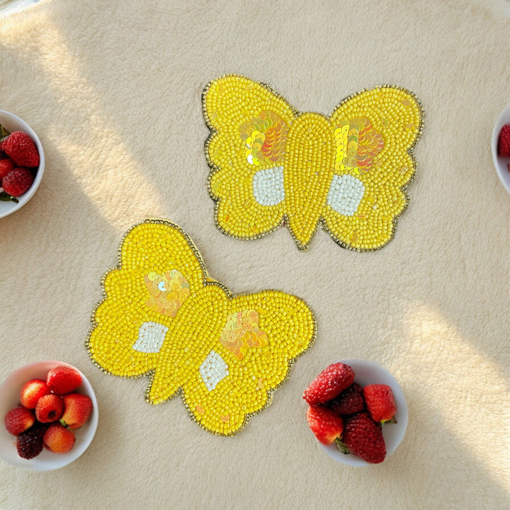 Elegant Butterfly Shape Beaded Coaster | Handmade Decorative Table Mat