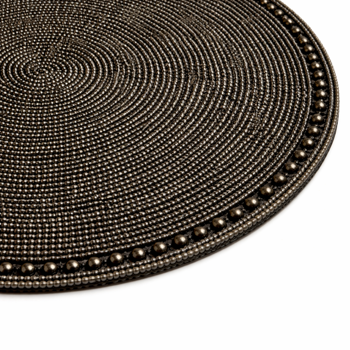 Handmade Black Pearl Beaded Placemat – Elegant Table Décor