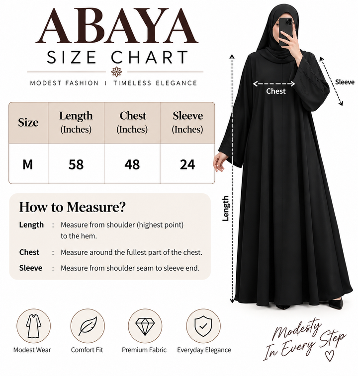 Black Handwork Tissue Embroidered Abaya | Elegant Floral Design