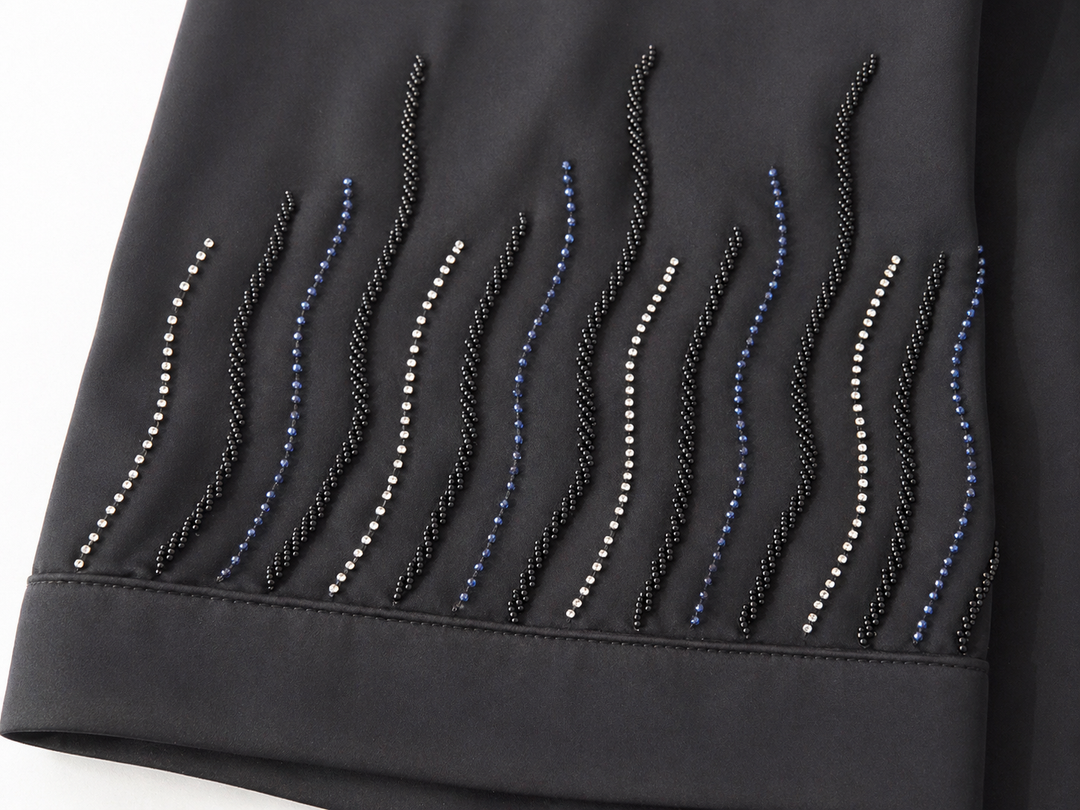 Black Katri Nida Abaya with Wave Handwork Sleeves | Modern Front Open Modest Wear – RTFACTS