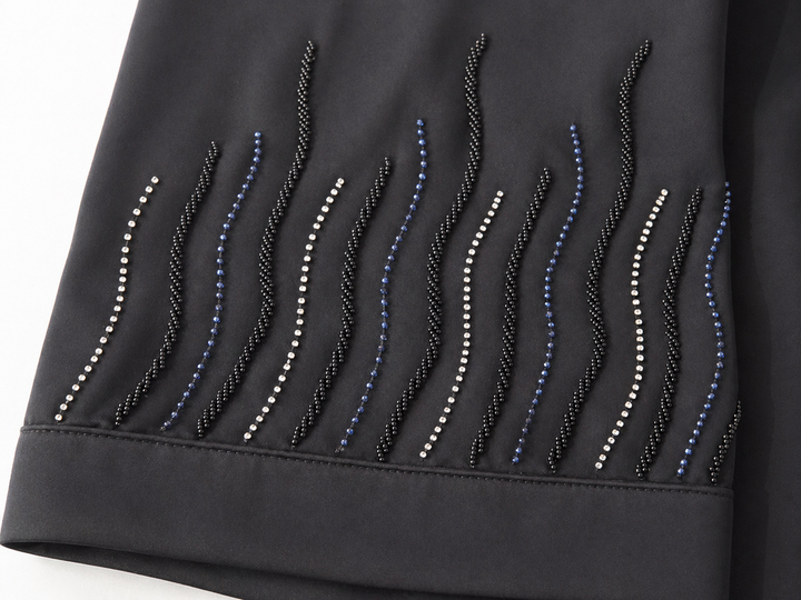 Black Katri Nida Abaya with Wave Handwork Sleeves | Modern Front Open Modest Wear – RTFACTS