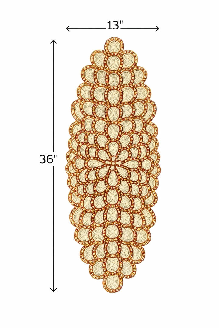 Gold & Ivory Beaded Table Runner