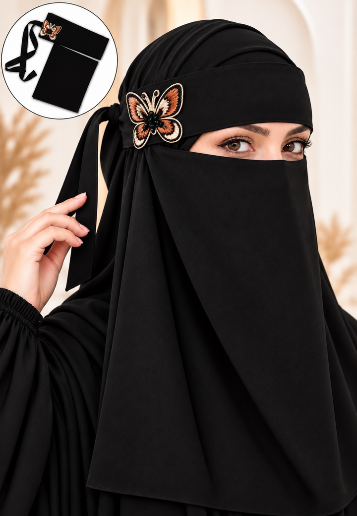 Women’s Handwork Naqab Set of 2 | Premium Embroidered Islamic Face Veil