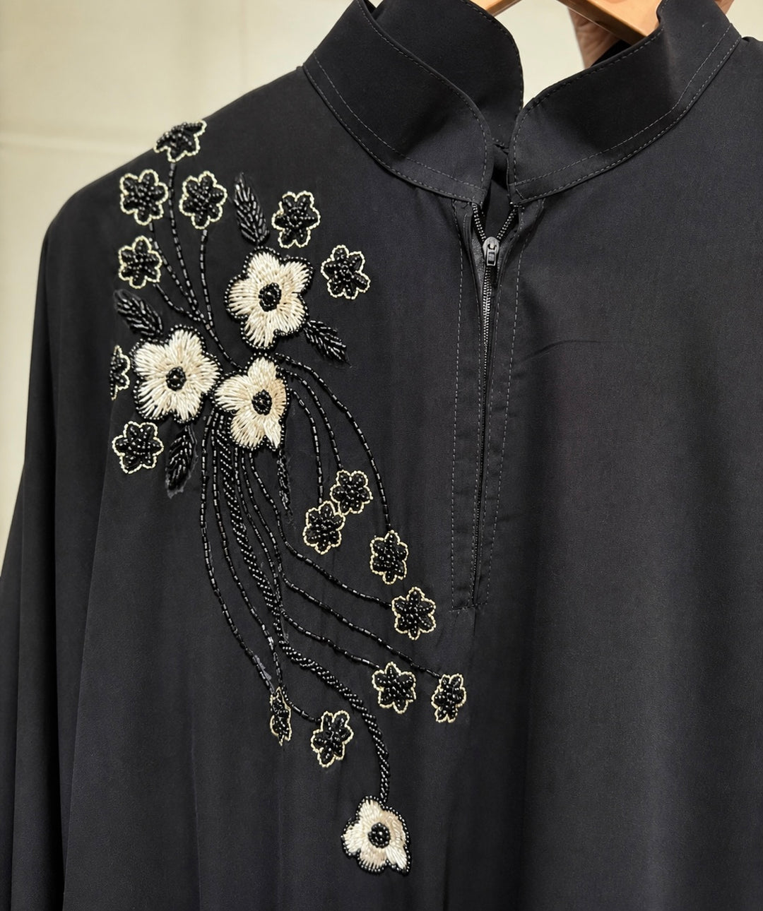 Premium Black Handwork Kaftan Abaya for Women | Firdos Fabric Loose Fit Modest Wear | Designer Floral Embroidery Kaftan (Without Dupatta)