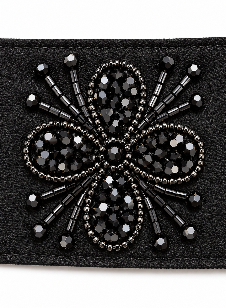 Black Beaded Butterfly Handwork Naqab – Elegant Embroidered Naqab