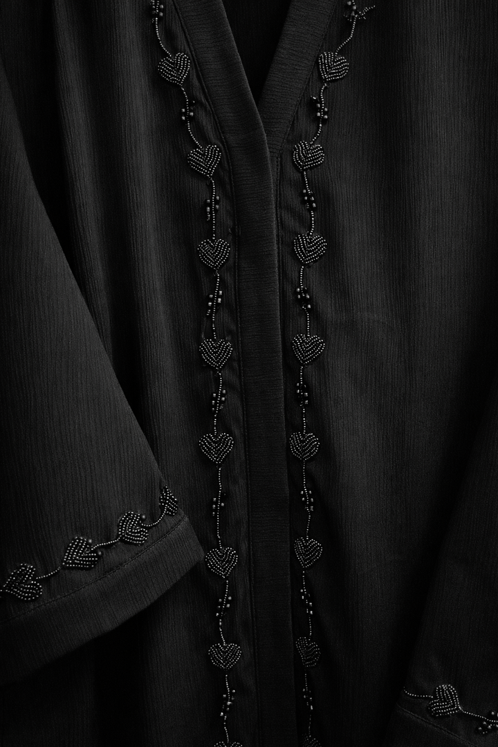 Luxury Bridal Front Open Abaya with Heavy Zardosi Handwork