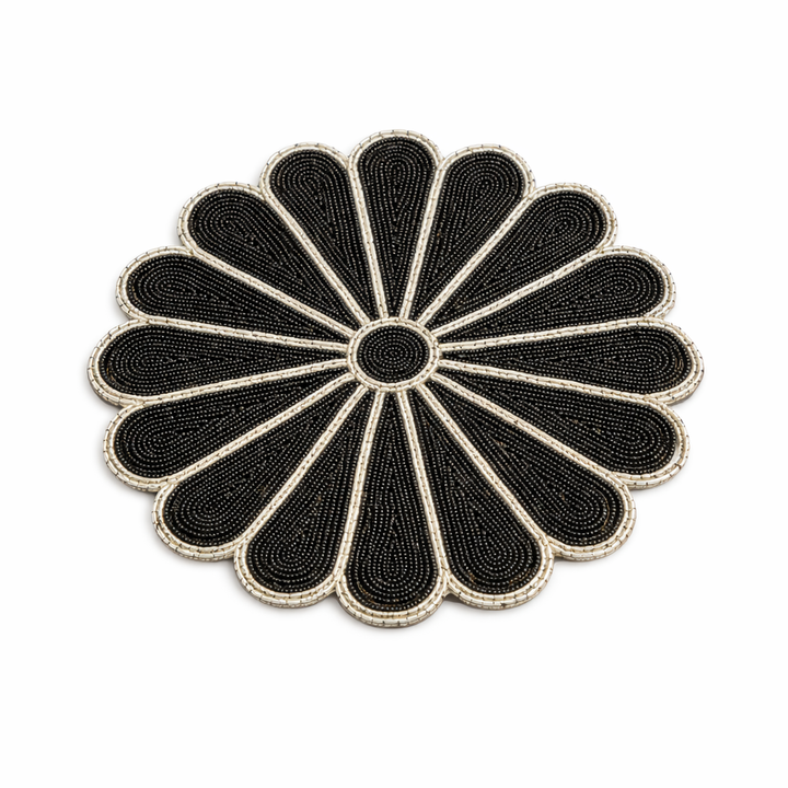 Premium Black & Silver Hand Beaded Placemat