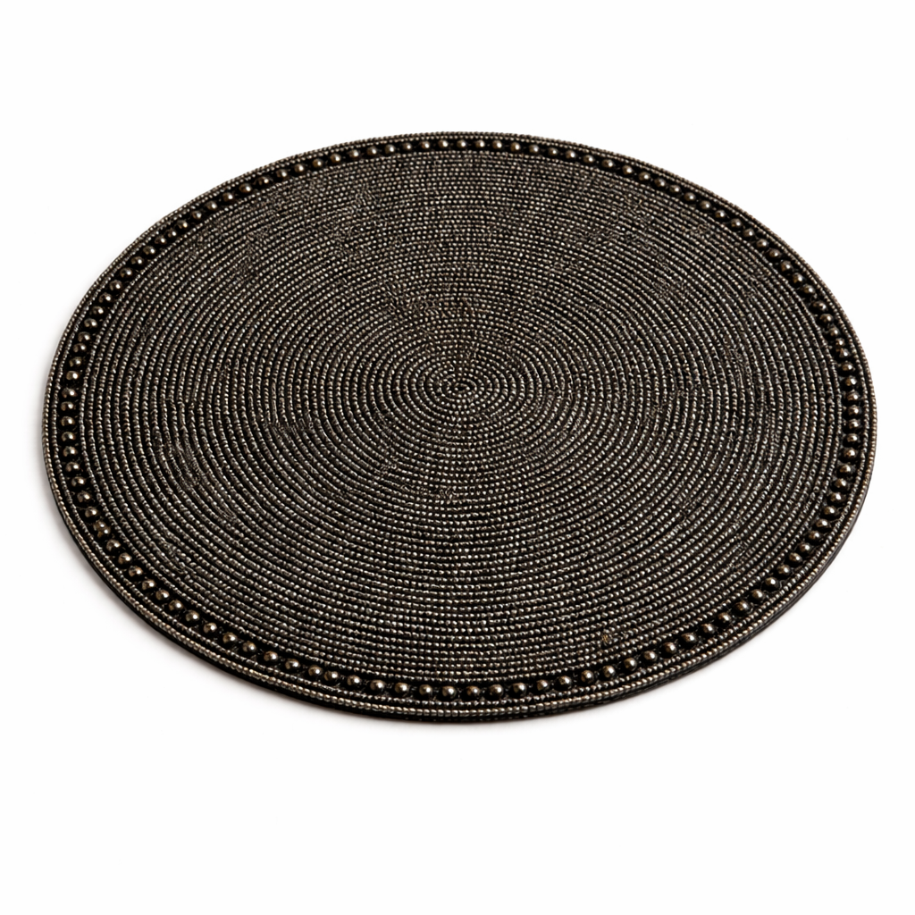 Handmade Black Pearl Beaded Placemat – Elegant Table Décor