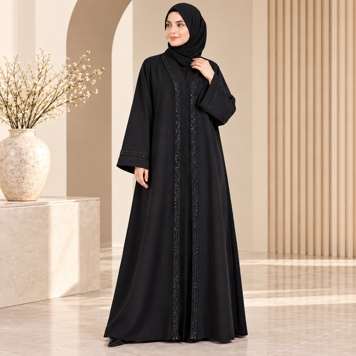 Elegant Beaded Handwork Abaya