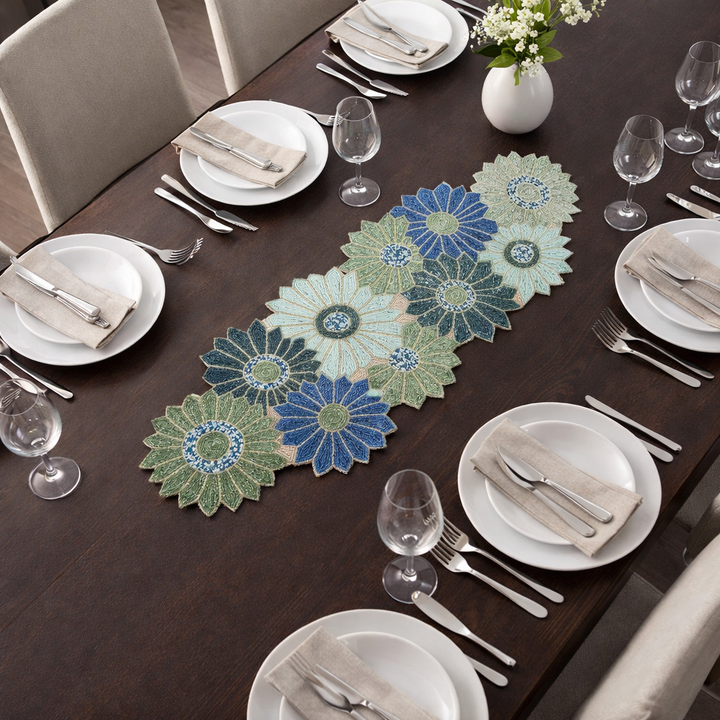 Elegant Sunflower Beaded Runner