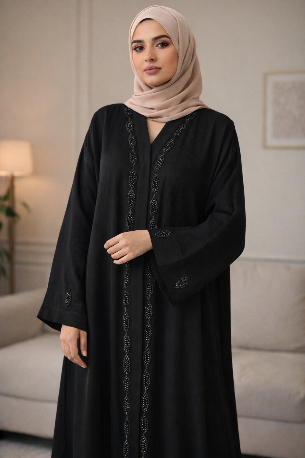 Premium Dubai Style Front Open Handwork Abaya