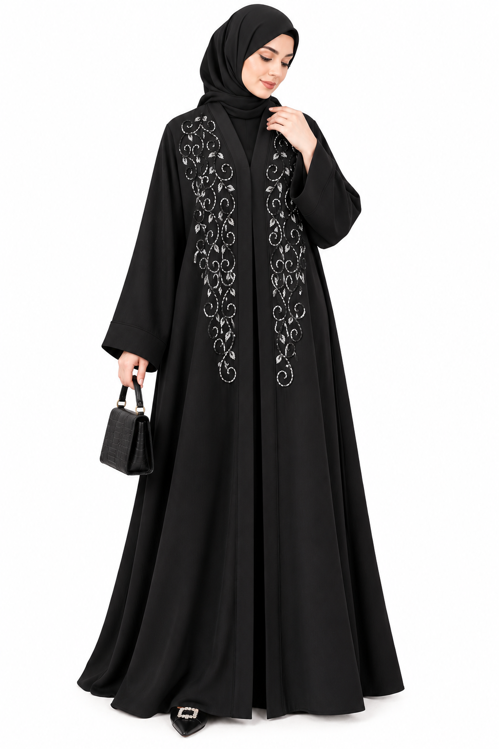 Elegant Embroidered Black Abaya